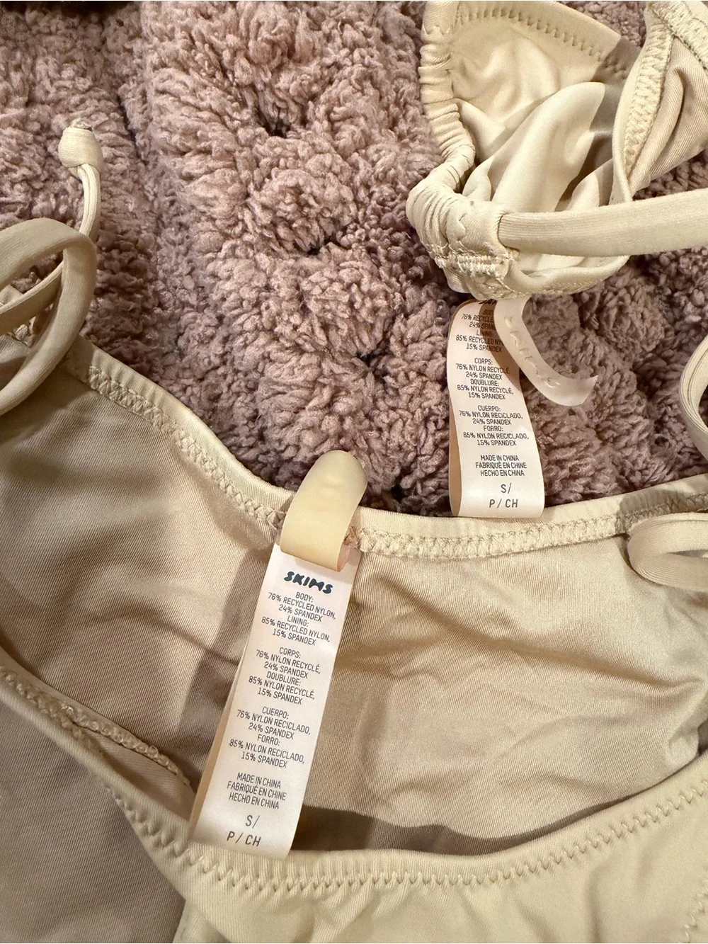 Skims Beige Triangle String Bikini Set - Women Swim